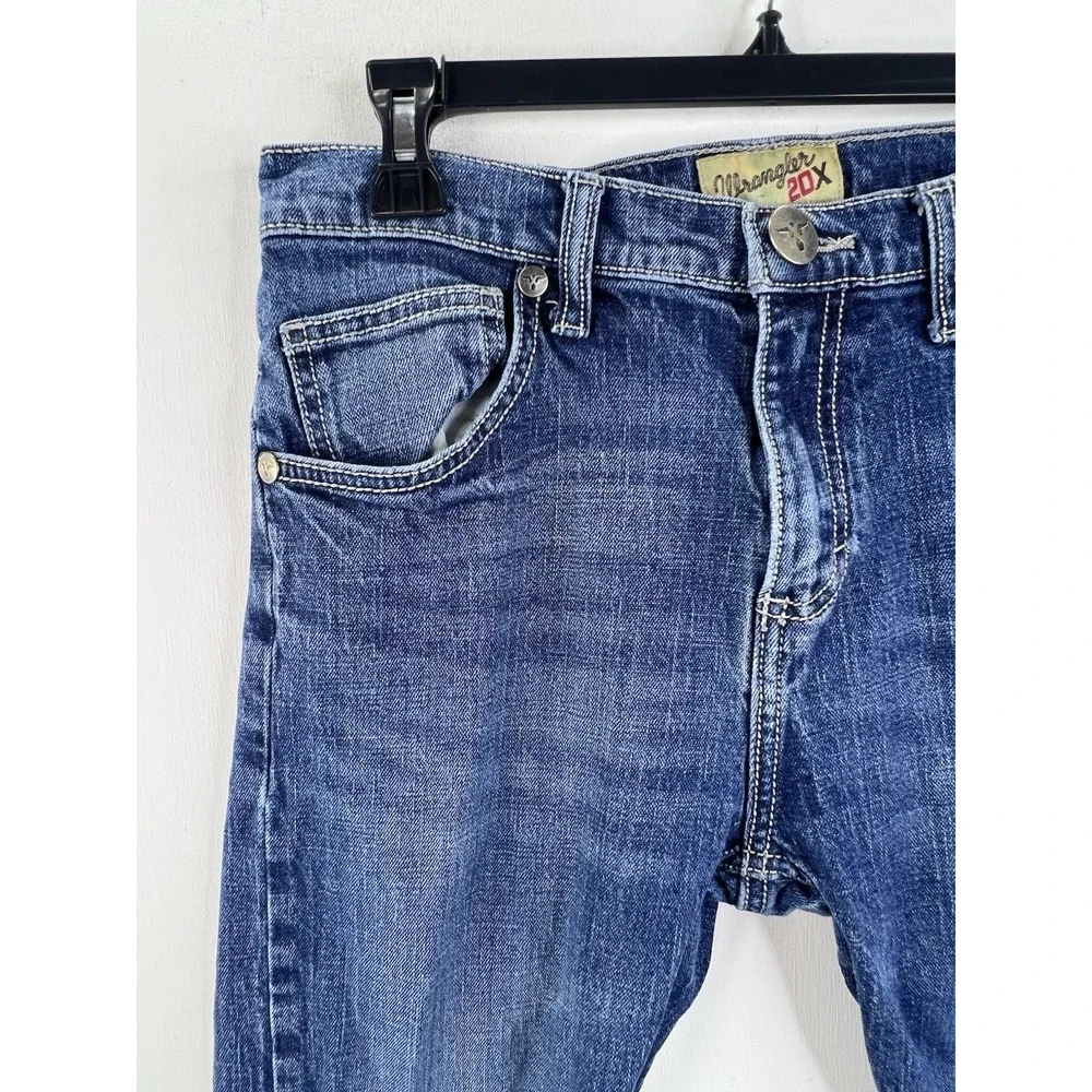 Wrangler 20X Jeans Men's Size 30x29 Straight‎ Style 44 Whiskered Med Wash Blue